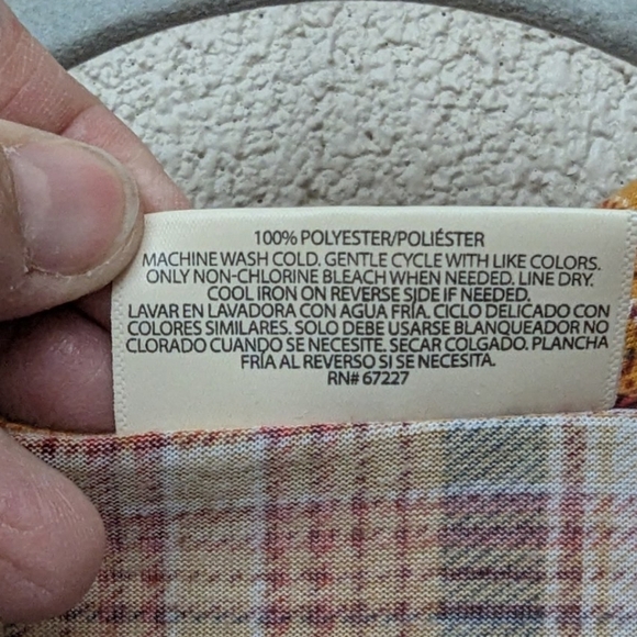 Bobbie Brooks 1X plus flannel look button down shirt in mustard - Picture 4 of 9